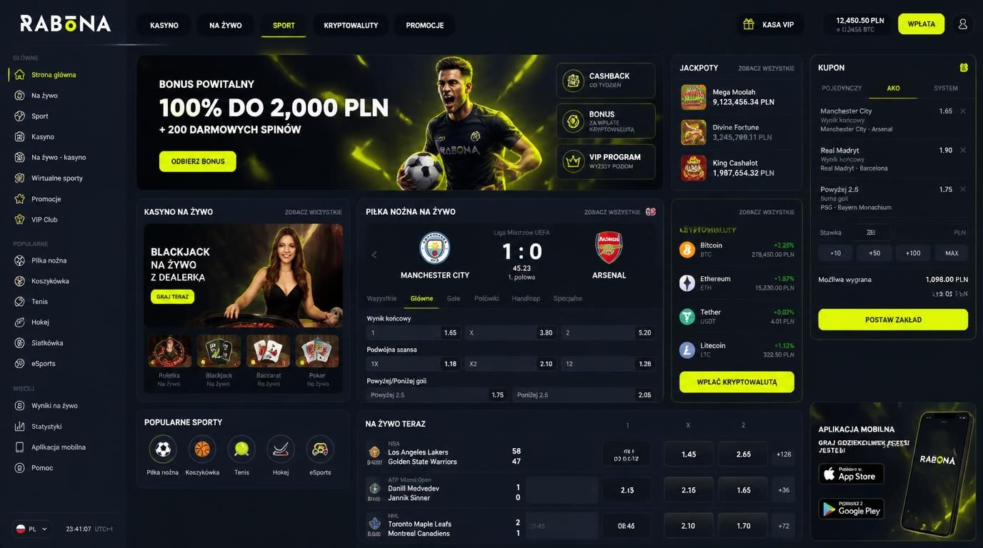 Zakład sportowy z bitcoinem na ekranie, typowanie meczu piłki nożnej z wykresem kursów