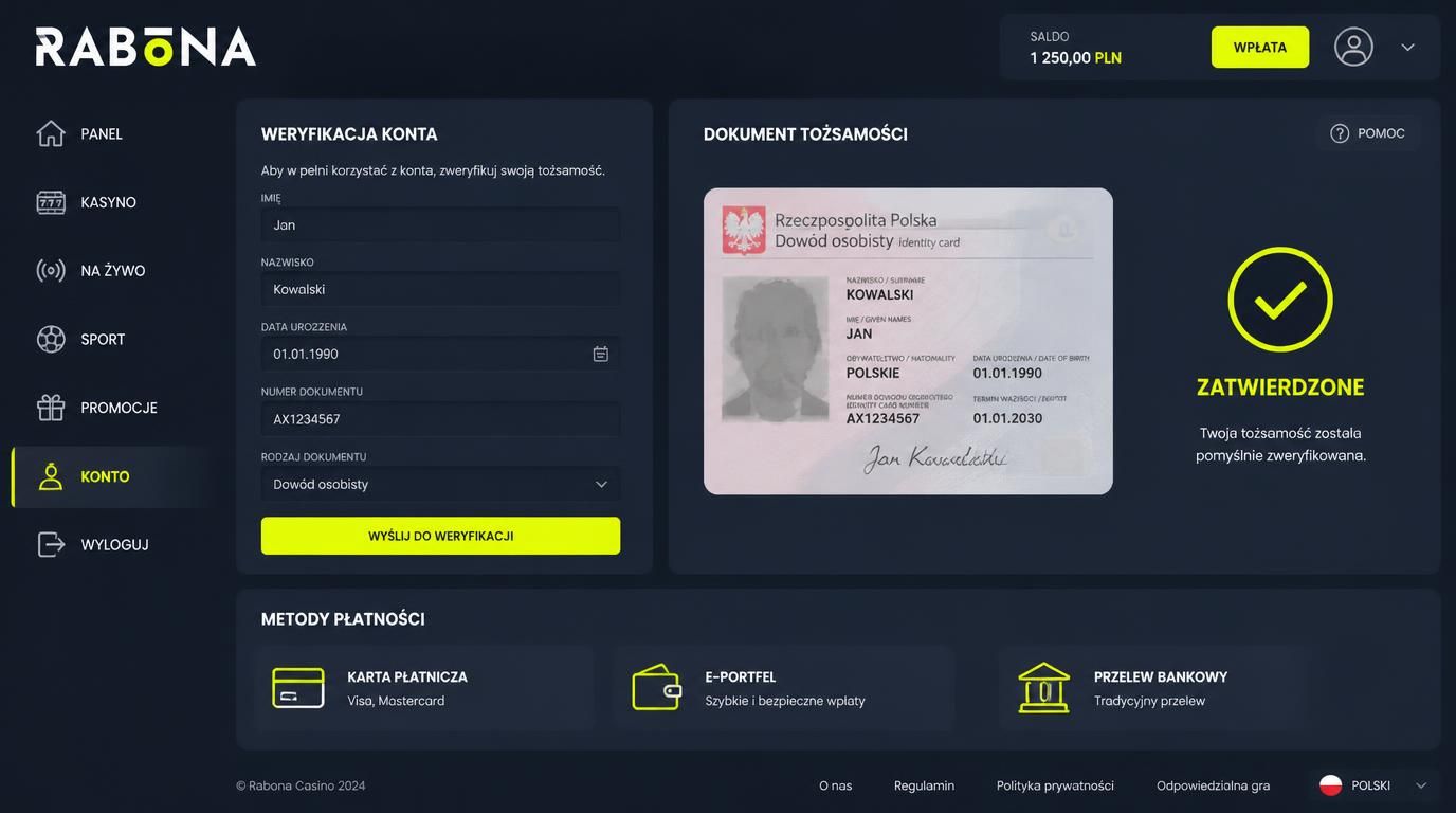 potwierdzanie tożsamości i adresu, zielony znaczek akceptacji